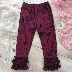 Boutique Girls burgundy velvet ruffle pants